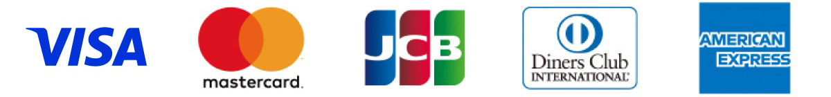 VISA, Mastercard, JCB, AMEX, Diners