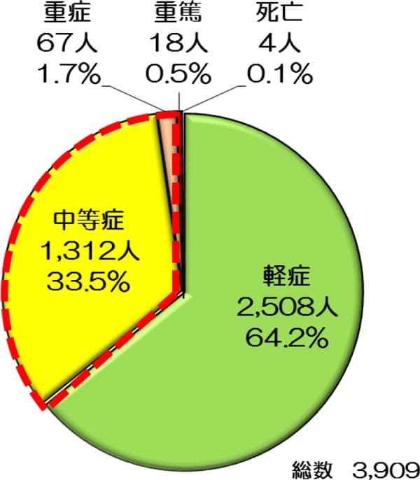 東京消防庁「初診時程度別救急搬送人員」グラフ